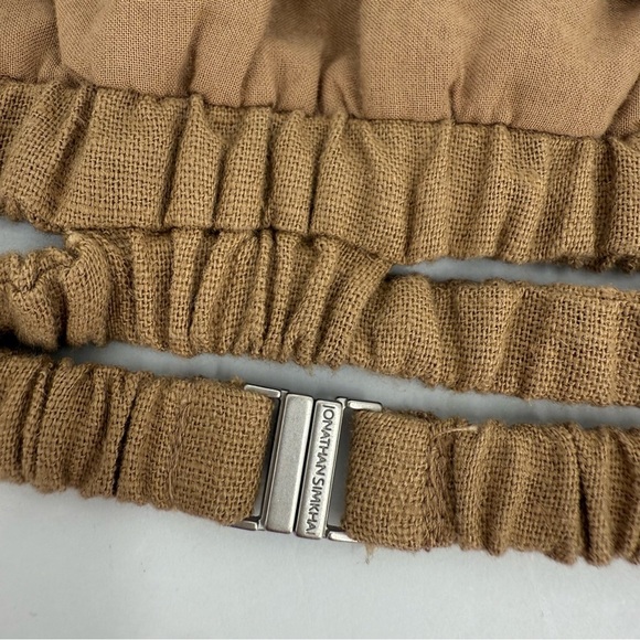 Jonathan Simkhai Clay Washed Linen Ruched Crop Top in Topaz Size S - Picture 10 of 10